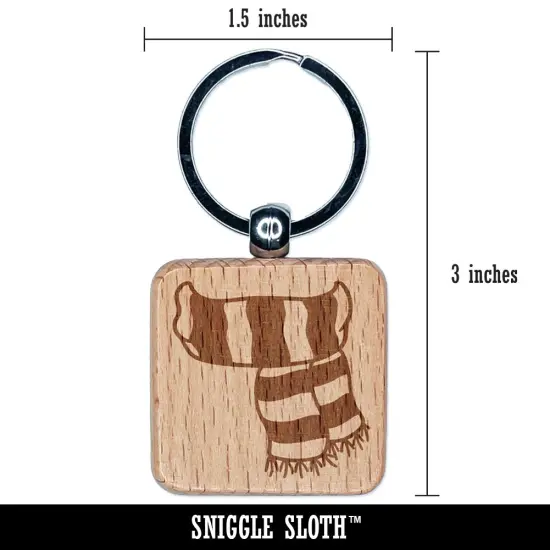 Striped Scarf Fall Autumn Winter Engraved Wood Square Keychain Tag Charm {2}