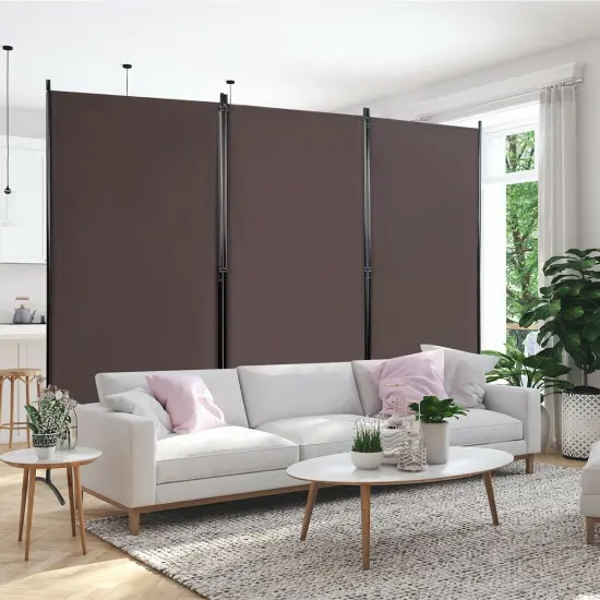 3-Panel Room Divider Folding Privacy Partition Screen for Office Room Brown {2}