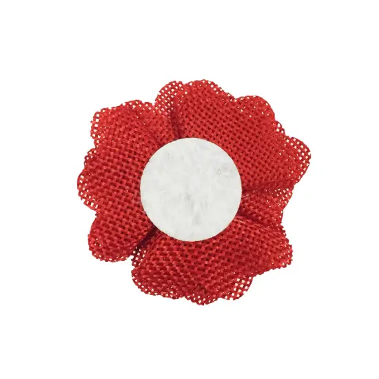 Wrapables Shabby Chic Burlap Rose Flower 3 Inch Diameter (Set of 12), Red {2}