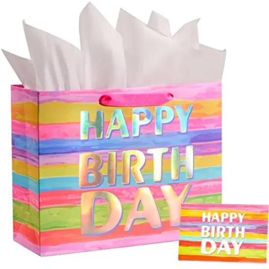 13" Large Gift Bag with Card and Tissue Paper (Colorful Happy Birthday) {2}