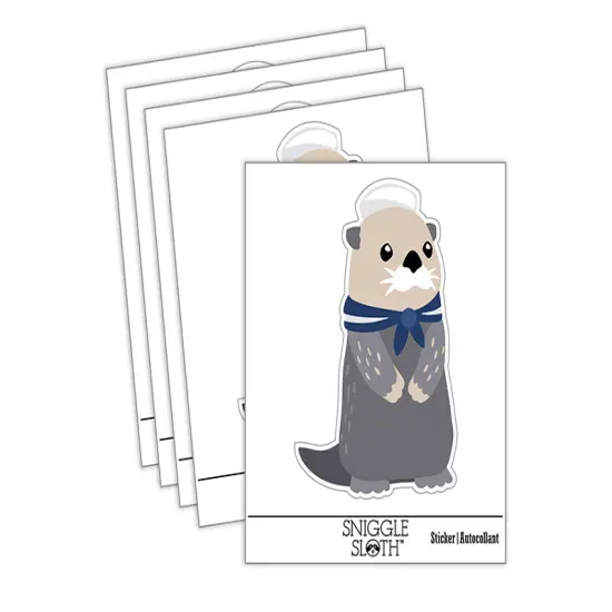 Cute Sailor Otter with Scarf and Hat Waterproof Vinyl Phone Tablet Laptop Water Bottle Sticker Set - 5 Pack {2}