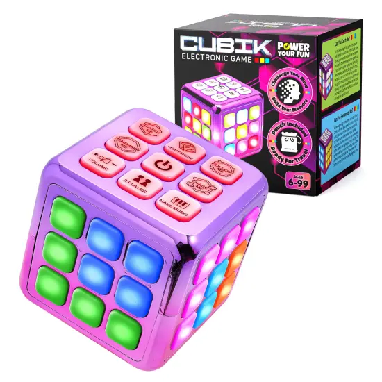 Power Your Fun Cubik LED Flashing Cube Memory Game - Metallic Pink/Purple {1}