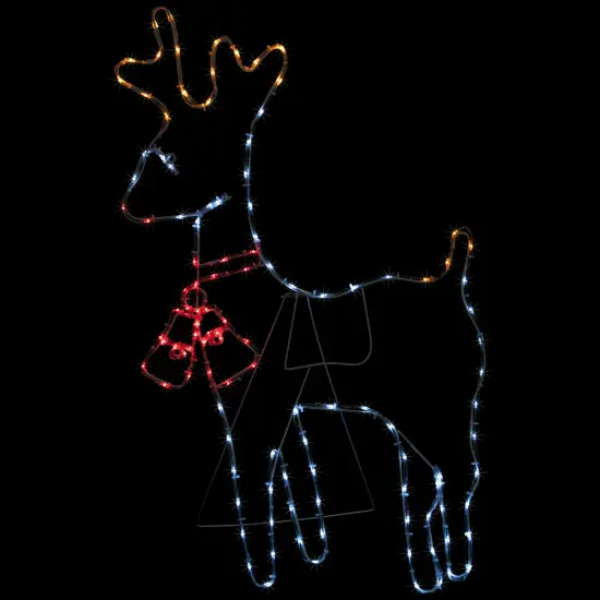 Northlight 36" Lighted Standing Reindeer Silhouette Outdoor Christmas Decor White {1}