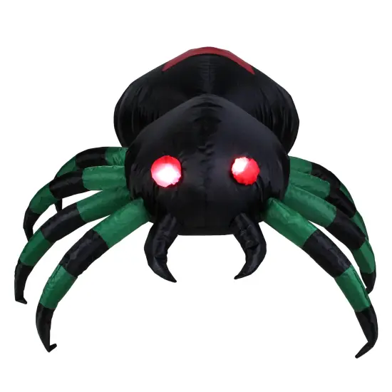 Northlight LED Lighted Spider Inflatable Outdoor Halloween Decoration - 3.5' - Black Green {1}