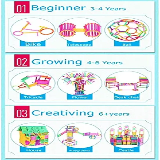 500 Pieces Building Toys Building Blocks Kids Educational Construction Engineering Set, Interlocking Creative Connecting Kit, STEM Toy for Both Boys and Girls {3}