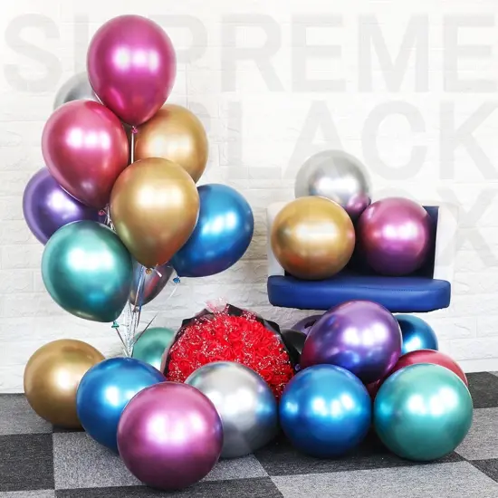 12 Inch Metallic Balloons Metal Chrome Shiny Latex Balloon Red {5}