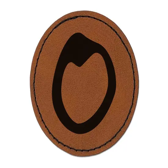 Letter O Uppercase Felt Marker Font Round Iron-On Engraved Faux Leather Patch Applique - 2.5" Brown {1}