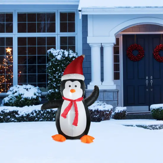 Northlight LED Lighted Inflatable Penguin Outdoor Christmas Decoration - 4' Black {3}