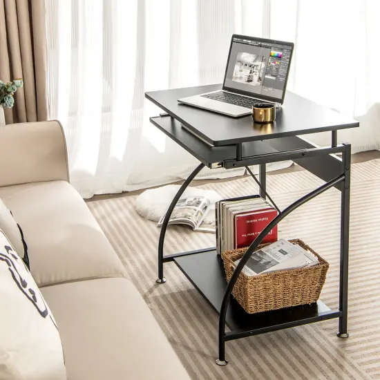 Costway27.5" Laptop Table Computer Desk for Small Spaces with Pull-out Keyboard Tray {4}