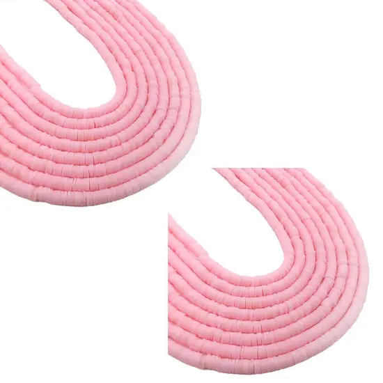 Kitcheniva 6mm Heishi Beads Clay Disc Flat Vinyl DIY Jewelry 10 Strands Light pink {1}