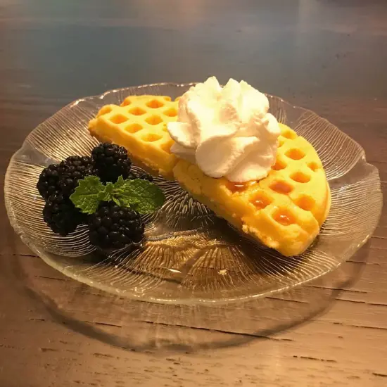 Lehmans Cast Iron Waffle Maker - Two Piece Hinged Non-Electric Waffle Iron for Stovetop or Grill Makes 7 inch Round Waffles - Non-Drip Double Rim - 8 pounds {7}