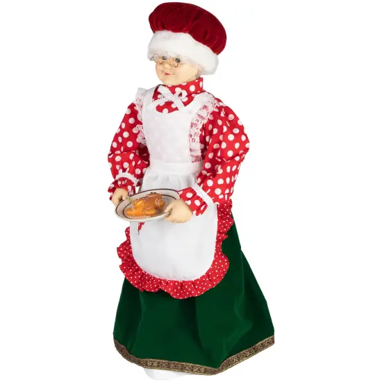 Northlight 24" Animated and Musical Mrs. Claus with Gingerbread Cookie Christmas Figure Red {5}