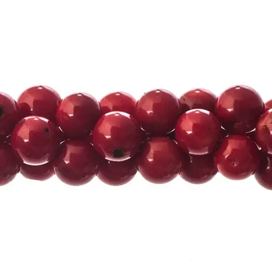 Earth's Jewel 8" Bamboo Coral Natural Dyed Semi-Precious Round Strung Bead {1}