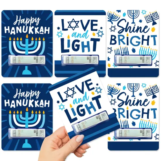Big Dot of Happiness Hanukkah Menorah - DIY Assorted Chanukah Holiday Party Cash Holder Gift - Funny Money Cards - Set of 6 {1}