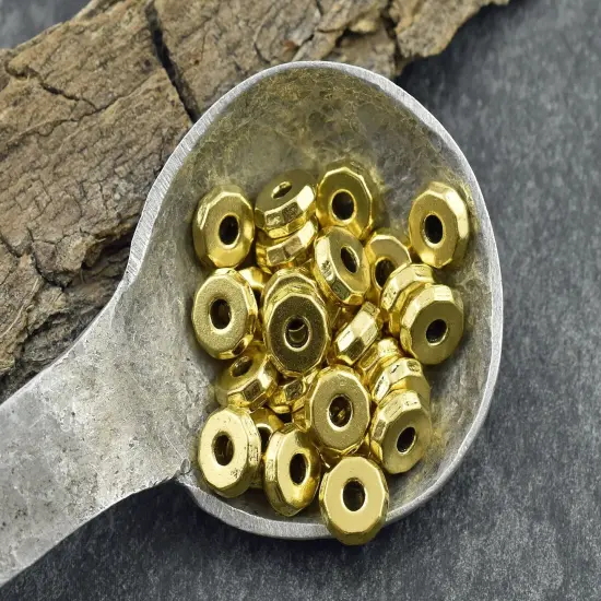 *100* 8x3mm Antique Gold Faceted Wheel Rondelle Beads {2}