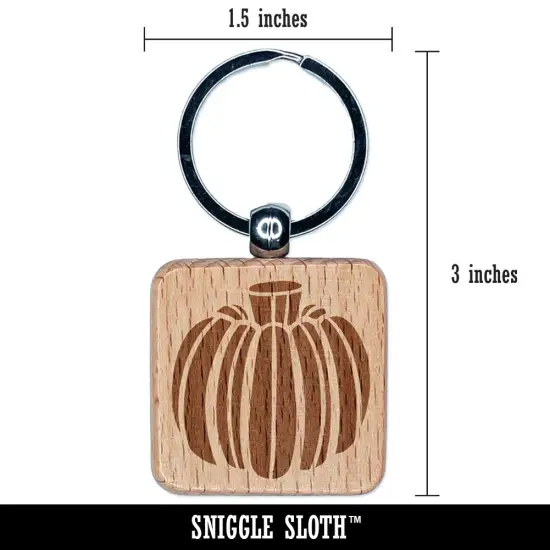 Fall Autumn Pumpkin Engraved Wood Square Keychain Tag Charm {2}