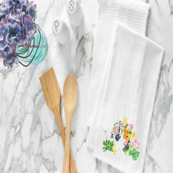 Bunny Rabbit & Duck Chick Printed Easter Spring Theme Kitchen Dishtowel {3}