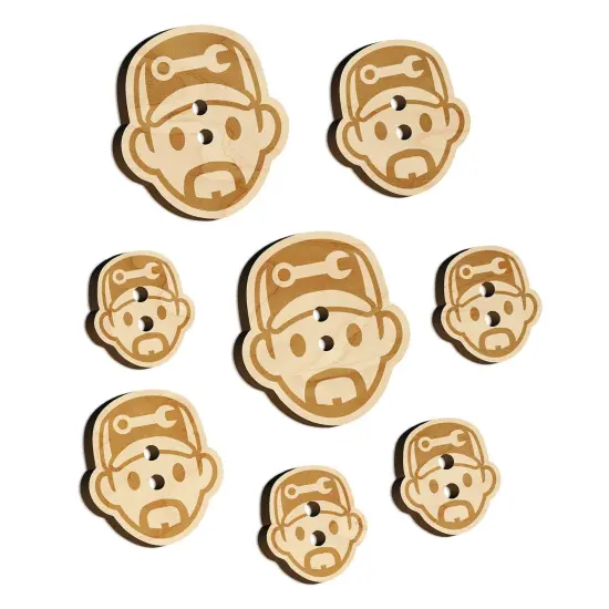 Occupation Mechanic Engineer Man Icon Wood Buttons for Sewing Knitting Crochet DIY Craft {7}