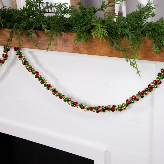 Northlight 5' Green, Gold and Red Jingle Bell Christmas Garland, Unlit {5}
