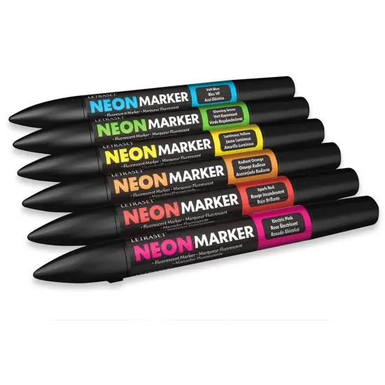Letraset Neon Marker Set - 6 Fluorescent Colors {2}