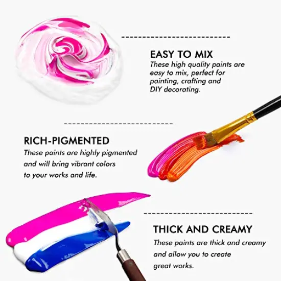 Shuttle Art Acrylic Paint Set, 30 x12ml Tubes Artist Quality Non Toxic Rich Pigments Colors Great for Kids Adults Professional Painting on Canvas Wood Clay Fabric Ceramic Crafts {6}