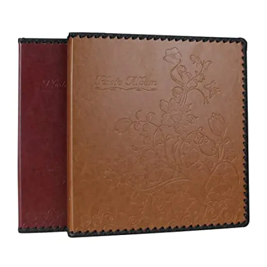 Photo Album Book, Family Album, Leather Cover, Holds 3x5, 4x6, 5x7, 6x8, 8x10 Photos (Brown) {3}