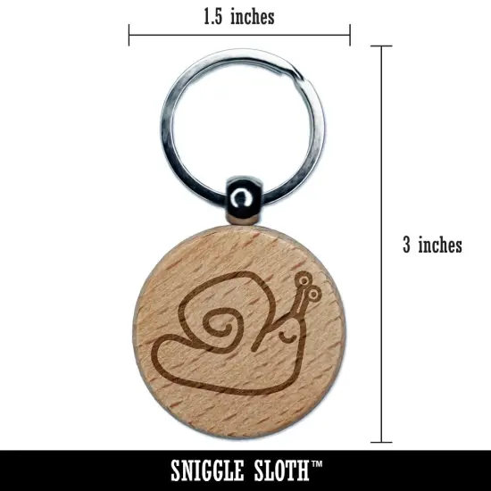 Snail Doodle Engraved Wood Round Keychain Tag Charm {2}