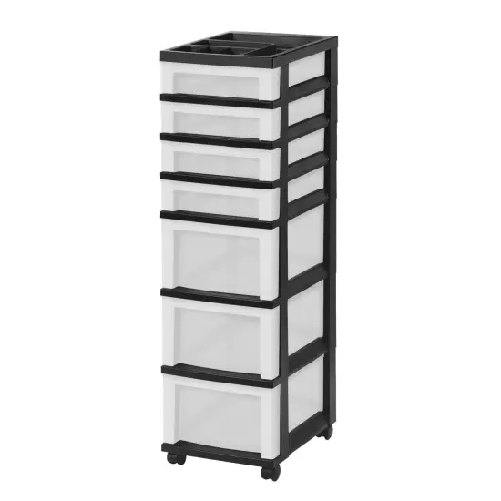 IRIS USA Plastic Rolling Storage Cart with Drawers {7}