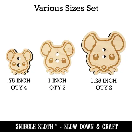 Cute Mouse Face Wood Buttons for Sewing Knitting Crochet DIY Craft {1}