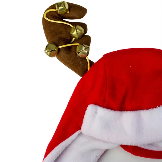 Northlight 17" Red and White Reindeer Antlers Unisex Adult Christmas Trapper Hat Costume Accessory - One Size {4}