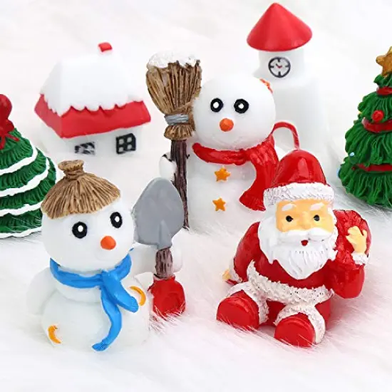 DIYASY Christmas Miniature Figurines,30 Pcs Mini Crafts Resin Santa Claus Snowman Elk Ornaments Kit for DIY Christmas Fairy Garden and Snow Globes {4}