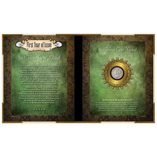 First Year of Issue Three-Cent Nickel 1865 {1}