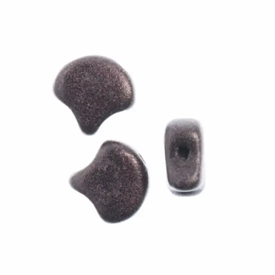 John Bead Czech Glass Jet Color Metallic Suede Ginko Beads, 50g Dark Plum {2}