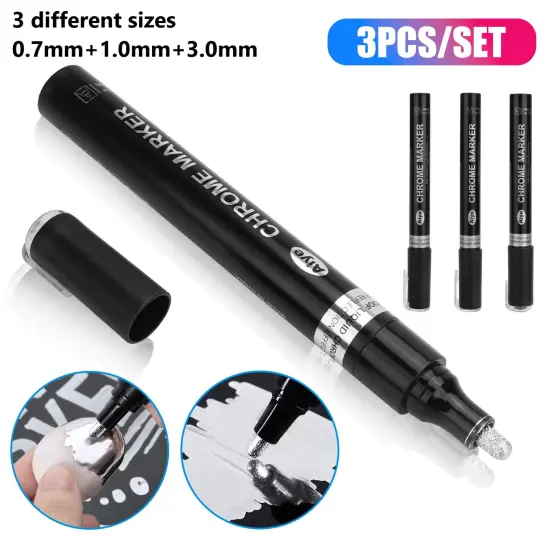 3Pcs Liquid Chrome Marker Pens for Glass and Plastic Silver {1}