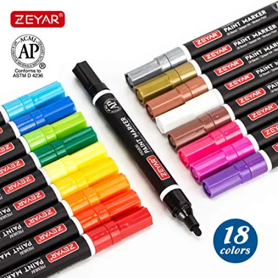 18 Colors, Oil-Based Paint Markers for Rock Painting, Medium Point, Waterproof ink, AP Certified, Great on Mug, Rock, Glass, Canvas, Metal and more (18 Colors) {1}