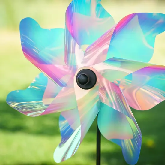 12-inch Striped Iridescent Pinwheel Spinner {3}