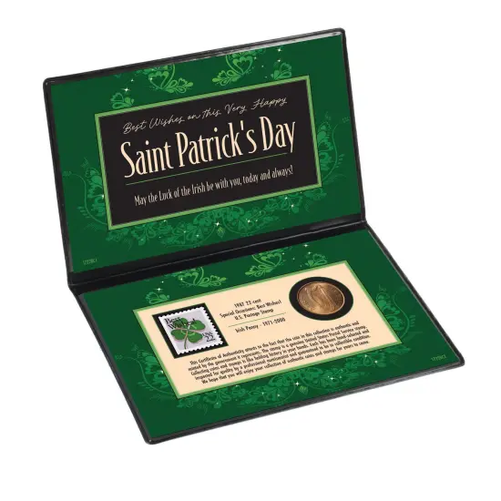 St. Patrick's Day Coin and Stamp Collectible Greeting Card {2}