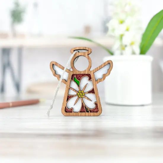 3.5" (H) Dogwood Ornament - Handcrafted in Texas - Mother's Angels&reg; Christmas Angel Wings Figurine {2}