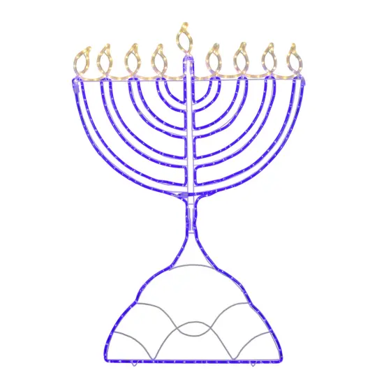 Northlight LED Lighted Hanukkah Rope Light Menorah - 4.5' - Blue/Clear Lights White {3}