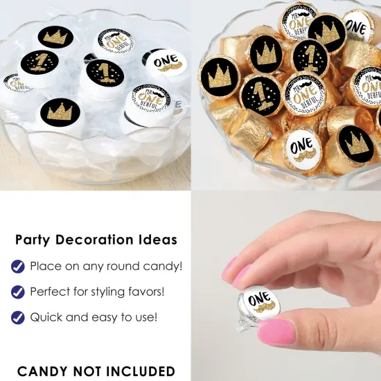 Big Dot of Happiness 1st Birthday Little Mr. Onederful - Boy First Birthday Party Small Round Candy Stickers - Party Favor Labels - 324 Count {6}