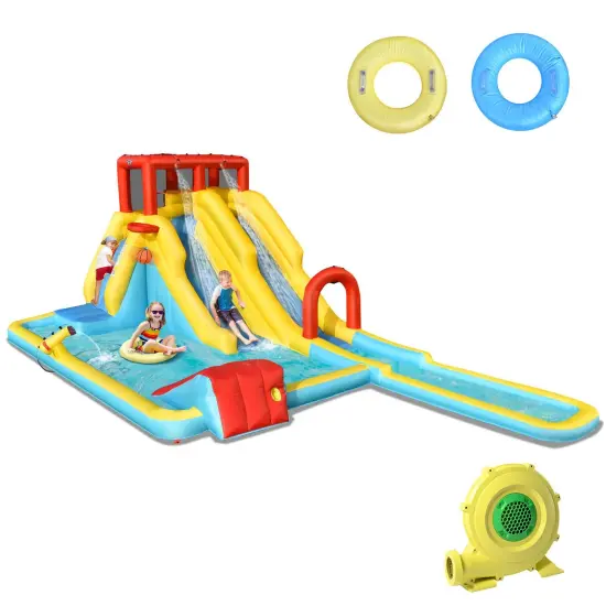 7-in-1 Inflatable Dual Slide Water Park Bounce House {4}