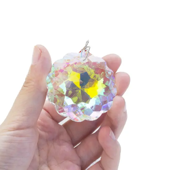 Flower of Life Suncatcher, Silver Hanging Crystal Wind Chimes, Tree of Life Chakra Crystal Glass Angel Sun Catcher with Iris Effect for Home Garden Decoration Christmas Wedding Gift {4}