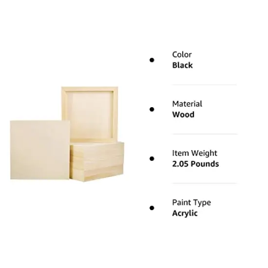 8 Pieces Wood Panels 8 x 8 Inch Unfinished Wood Canvas Wooden Panel Boards for Painting, Pouring, Arts Use with Oils, Acrylics {1}