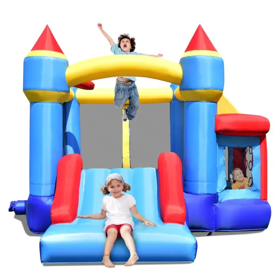 Castle Slide Inflatable Bounce House with Ball Pit and Basketball Hoop {3}