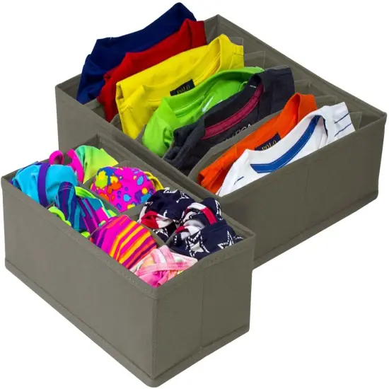 Sorbus Set of 4 Foldable Drawer Dividers, Storage Boxes, Closet Organizers, Under Bed Organizer Grey {5}