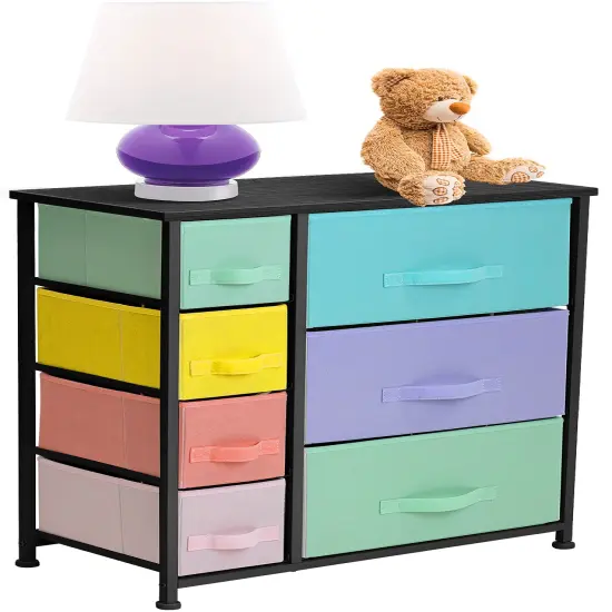 Sorbus Dresser with Drawers - Furniture Storage Tower Unit for Bedroom, Hallway, Closet, Office Organization - Steel Frame, Wood Top, Easy Pull Fabric Bins Pastel Mix {6}