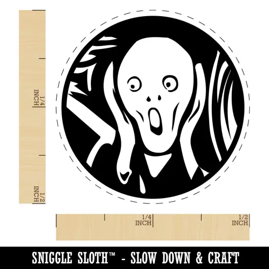 The Scream Painting by Edvard Munch Self-Inking Rubber Stamp for Stamping Crafting Planners Lime Green {1}