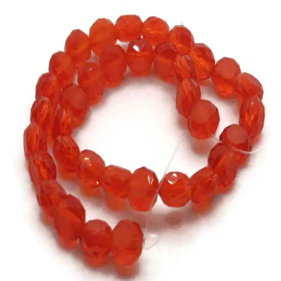 36 8mm Red Coin Faceted Flat Round Glass Beads {4}