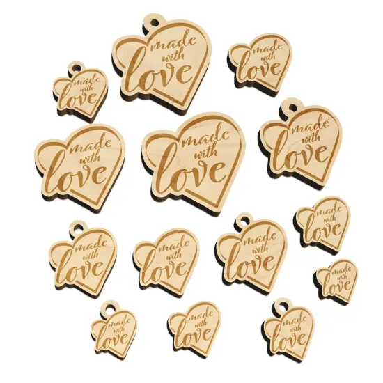 Made with Love in Heart Mini Wood Shape Charms Jewelry DIY Craft {7}
