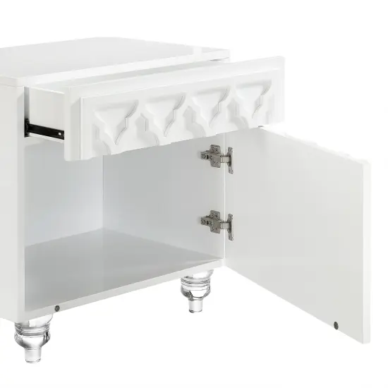 Keira Modern Trellis Lacquered Lucite Leg Side/Accent Table/ Nightstand White {5}